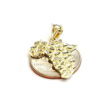 Load image into Gallery viewer, 10k yellow gold nugget Africa continent outline map pendant charm jewelry 2.1g

