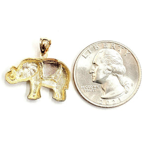 14k multi tone Gold elephant Pendant charm unisex good luck fine jewelry 2.2g