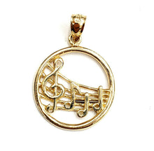 Load image into Gallery viewer, New 14k solid yellow Gold round music sign note Pendant fine jewelry gift 2g
