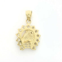 Load image into Gallery viewer, 14k yellow Gold horseshoe Pendant zirconia lucky fine gift jewelry unisex 2.4g
