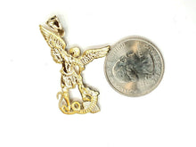 Load image into Gallery viewer, 14k Two tone gold saint Michael pendant charm fine religious gift jewelry 4.3g
