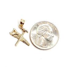 Load image into Gallery viewer, 14k Yellow Gold 3D saw and Hammer Pendant construction tool fine jewelry 1.4g
