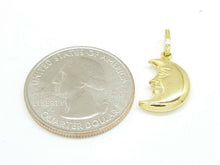 Load image into Gallery viewer, 14k yellow gold 3D hollow moon pendant charm astronomy fine gift jewelry 1.1g
