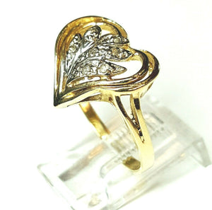 0.04Ct Natural Diamond In 14k yellow Gold Women's heart Ring fine jewelry Size 7