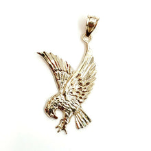 Load image into Gallery viewer, 14k yellow Gold eagle Pendant charm gift fine jewelry unisex diamond cut 2.2g
