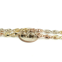Load image into Gallery viewer, 14K 3 color gold 3.5mm Turkish chain diamond cut Necklace fine jewelry 24" 20.6g

