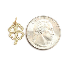 Load image into Gallery viewer, New 14k yellow Gold tiny clover leaf heart lucky Pendant charm fine jewelry 0.7g
