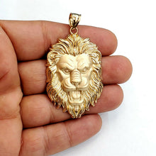 Load image into Gallery viewer, 14k yellow solid Gold lion Leo head face zodiac Pendant charm fine jewelry 15g

