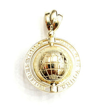 Load image into Gallery viewer, 10k yellow gold 3D Spinning round globe planet earth world map pendant 1" 9.2g
