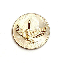 Load image into Gallery viewer, 14k yellow gold tiny owl full body pendant charm fine jewelry diamond cut 0.9g
