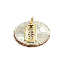 Load image into Gallery viewer, 14k yellow gold tiny razor blade pendant charm Fine Jewelry Gifts unisex 0.7g
