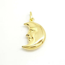 Load image into Gallery viewer, New 14k yellow gold 3D hollow moon pendant charm astronomy fine gift jewelry 2g
