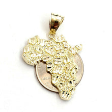 Load image into Gallery viewer, 10k yellow gold nugget Africa continent outline map pendant charm jewelry 3.3g
