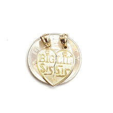 Load image into Gallery viewer, 14k yellow Gold big sis Lil sis heart Pendant charm breakable fine jewelry 2g
