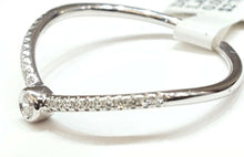 Load image into Gallery viewer, 14k white Gold pave curved chevron 0.09ct real diamond wedding Ring Size 7.25
