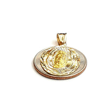 Load image into Gallery viewer, 14k yellow gold oval virgin Mary Guadalupe religious pendant diamond cut 2.2g
