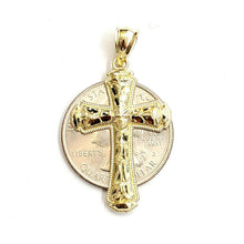 Load image into Gallery viewer, New 10k yellow gold nugget cross pendant charm fine jewelry religious gift 2.1g
