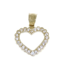 Load image into Gallery viewer, New 14k yellow Gold heart Pendant charm zirconia gift for her fine jewelry 1.9g
