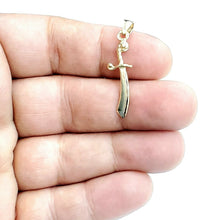 Load image into Gallery viewer, New 14k yellow Gold solid sword Machete Pendant charm gift fine jewelry 1.4g
