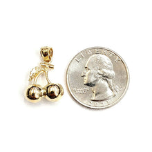 Load image into Gallery viewer, New 14k yellow gold 3D Cherry fruit leaf pendant charm Gift fine jewelry 3.4g
