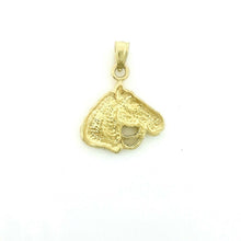 Load image into Gallery viewer, New 14k yellow solid Gold horse head animal Pendant charm fine gift jewelry 1.7g
