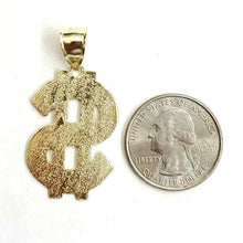 Load image into Gallery viewer, New 10k yellow gold dollar sign diamond cut unisex lucky pendant charm gift 3.4g

