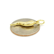 Load image into Gallery viewer, New 14k yellow gold 3D hollow horn lucky pendant charm fine gift jewelry 0.9g
