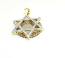 Load image into Gallery viewer, 14k yellow gold star of David Israel pendant Cubic zirconia fine jewelry 3.8g
