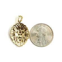 Load image into Gallery viewer, New 14k yellow solid Gold lion Leo head face Pendant charm fine gift jewelry 3g
