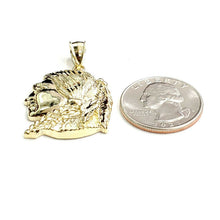 Load image into Gallery viewer, New 10k solid yellow Gold Chief face head Pendant diamond cut fine jewelry 4g
