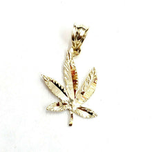 Load image into Gallery viewer, 10k yellow gold marijuana leaf weed pendant charm fine gift medical jewelry 0.9g
