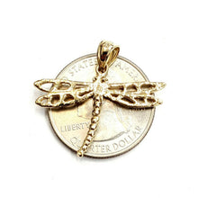 Load image into Gallery viewer, New 14k yellow gold dragonfly Pendant charm gift fine jewelry 1.8g
