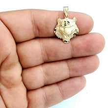 Load image into Gallery viewer, 14k yellow solid Gold tiger male head face Pendant diamond cut fine jewelry 2g
