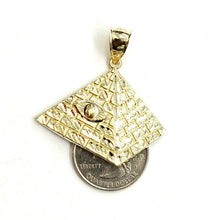 Load image into Gallery viewer, 10k yellow solid Gold Egyptian pyramid eye Pendant diamond cut fine jewelry 6.4g
