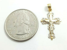 Load image into Gallery viewer, New 14k gold two tone cross jesus pendant charm fine gift religious jewelry 1.3g
