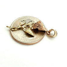 Load image into Gallery viewer, 14k 2 color solid Gold rose flower Pendant charm fine women gift jewelry 2.3g
