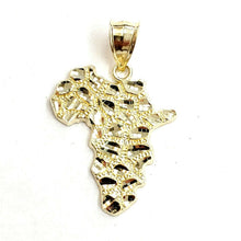 Load image into Gallery viewer, 10k yellow gold nugget Africa continent outline map pendant charm jewelry 2.1g
