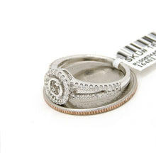 Load image into Gallery viewer, 0.37Ct Natural Diamond 14k White Gold Semi Mount halo center round Ring size 6.5
