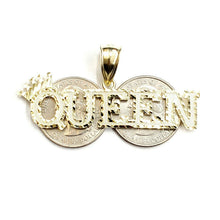 Load image into Gallery viewer, 10k yellow Gold Queen Crown Tiara Pendant charm diamond cut fine jewelry 5.9g
