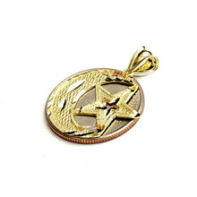 Load image into Gallery viewer, 10k yellow gold moon and star pendant charm diamond cut astronomy jewelry 1.8g
