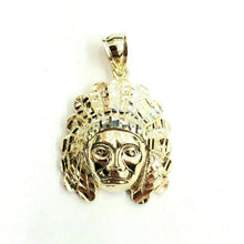 Load image into Gallery viewer, New 10k yellow solid Gold Indian face head Pendant diamond cut fine jewelry 3.3g
