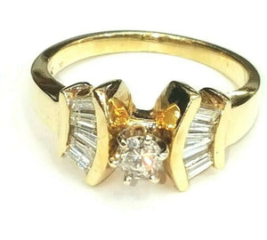 0.68Ct Natural Diamond In 14k yellow Gold Wedding/Engagement Ring 9mm Size 7