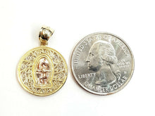 Load image into Gallery viewer, 14k tri color gold round virgin Mary Guadalupe pendant charm jewelry 0.74" 2.5g
