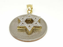 Load image into Gallery viewer, 14k yellow gold star of David Israel pendant cubic zirconia fine jewelry 1.7g
