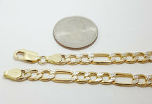 Load image into Gallery viewer, 10K two-tone Gold hollow Figaro Link Chain 5.85mm fine gift jewelry 24" 14.7g
