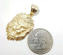Load image into Gallery viewer, 14k yellow solid Gold lion Leo head face zodiac Pendant charm fine jewelry 4.6g
