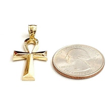 Load image into Gallery viewer, 10k yellow gold Egyptian ankh cross pendant charm fine religious jewelry 1.9g
