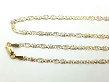 Load image into Gallery viewer, 10K tri color gold 2.5mm valentino chain Necklace fine gift jewelry 3.4g 20"
