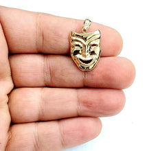 Load image into Gallery viewer, 14k yellow gold laugh now happy face mask drama theater act pendant jewelry 2.6g
