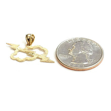 Load image into Gallery viewer, New 14k yellow gold cloud lightning bolt pendant charm gift fine jewelry 1g
